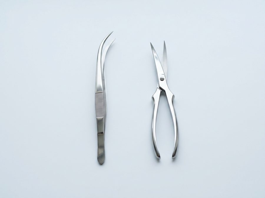 Pince et ciseaux courbes en inox pour aquascaping